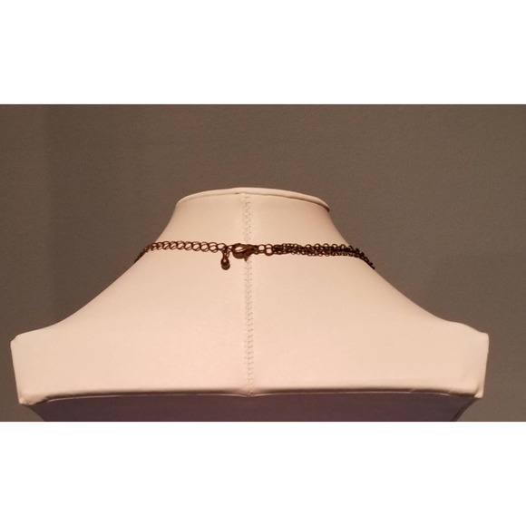 Multi Strand Layered Bronze Tone Charm (5) Necklace - Picture 3 of 4